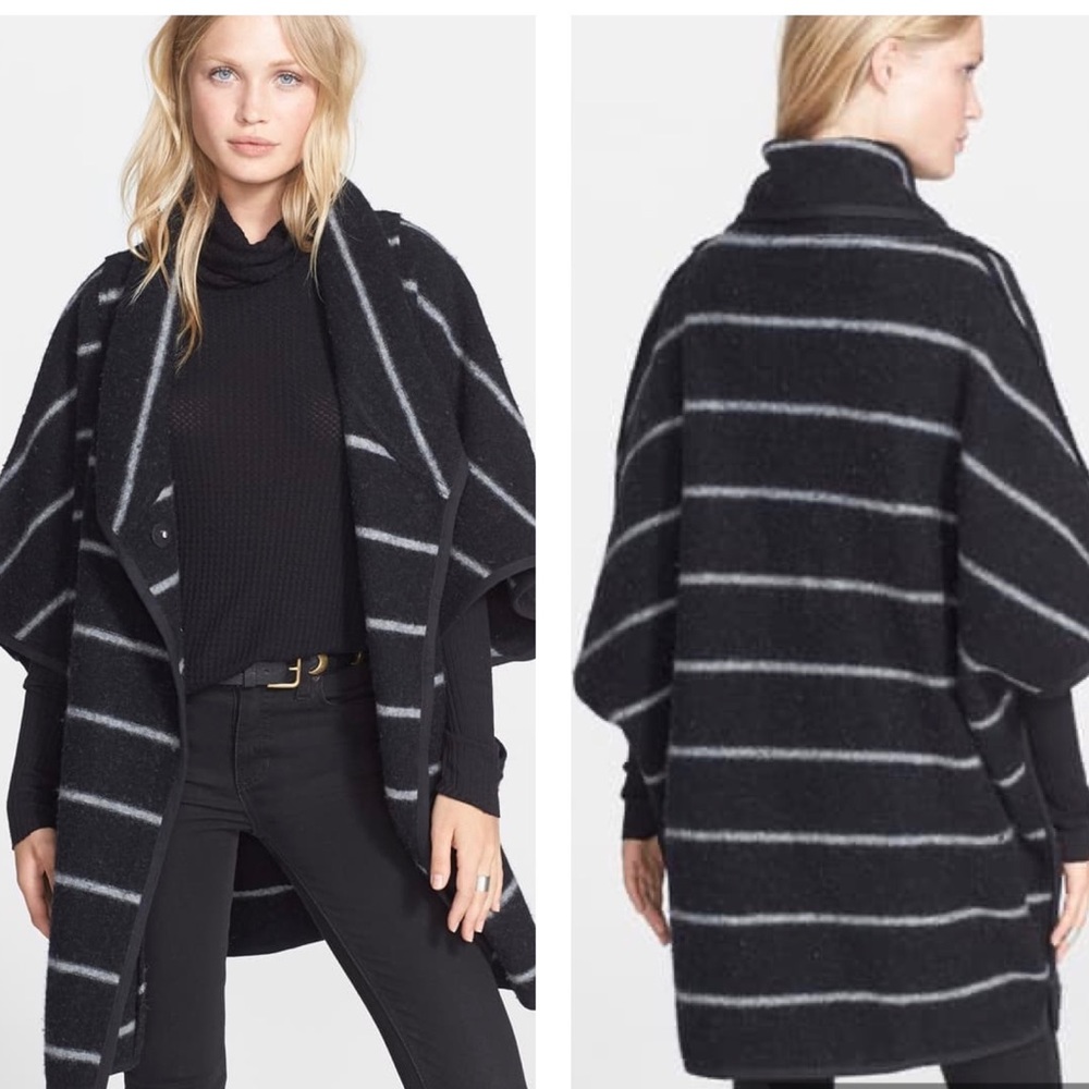 Free People Women’s Black Oversized Poncho Coat